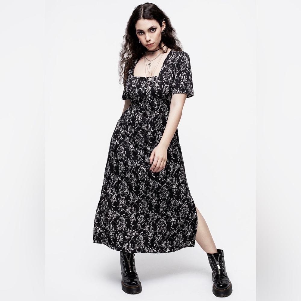 Disturbia Black Floral Midi Dress